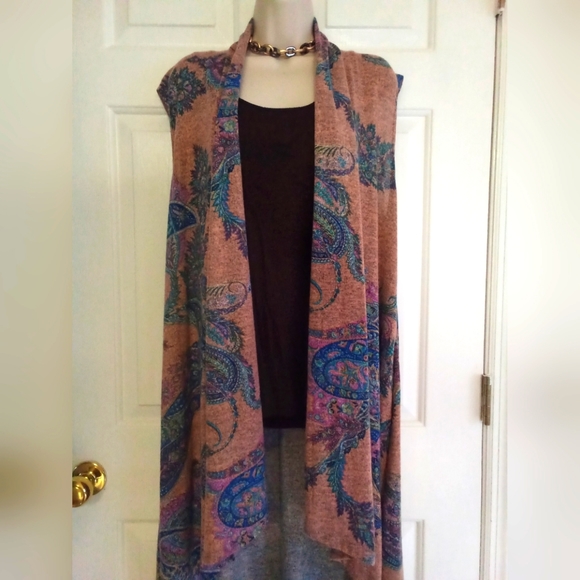 Beautiful sleeveless paisley duster, Sz.L, never worn! - Picture 4 of 5